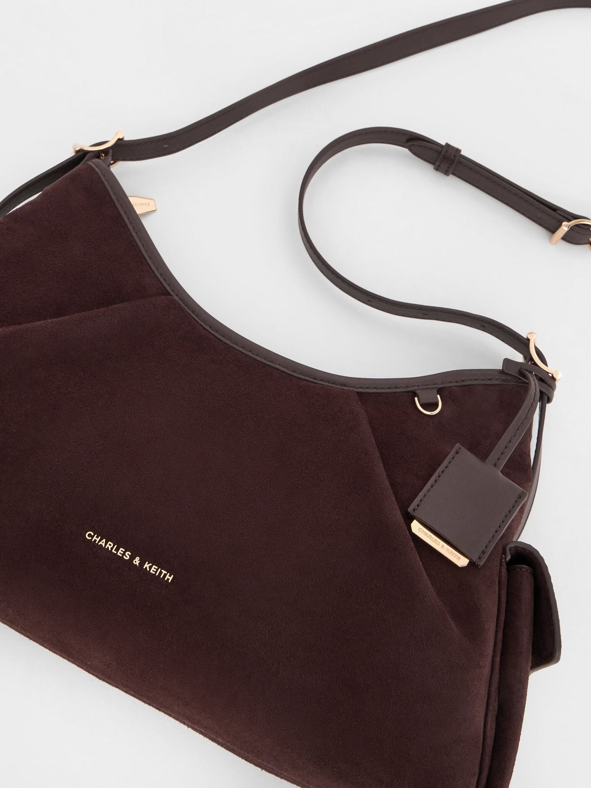 CHARLES & KEITH New / Khai Side-Pocket Shoulder Bag - Espresso Brown