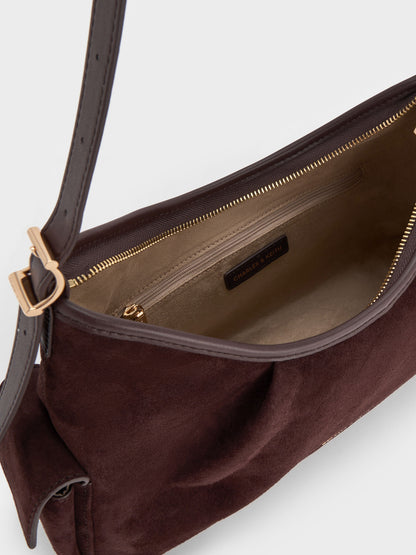 CHARLES & KEITH New / Khai Side-Pocket Shoulder Bag - Espresso Brown