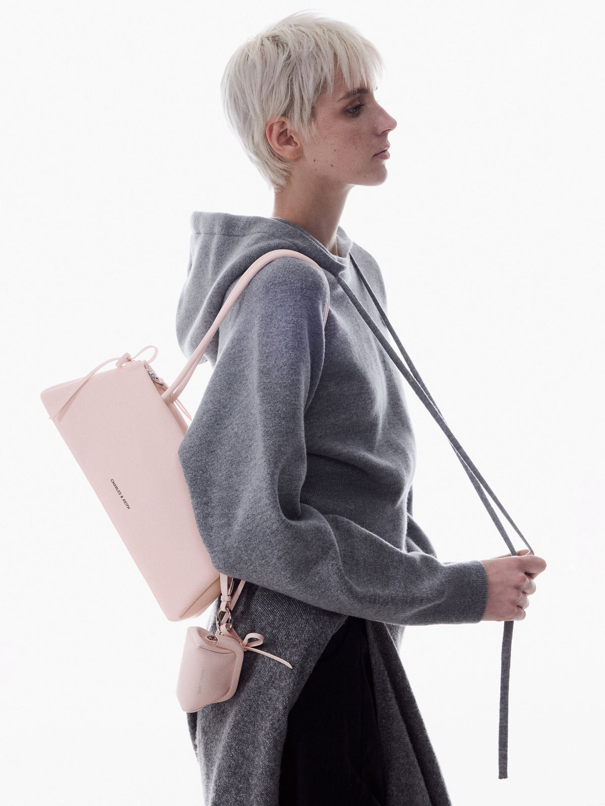 CHARLES & KEITH Premium / Hazel Bow Shoulder Bag - Soft Pink
