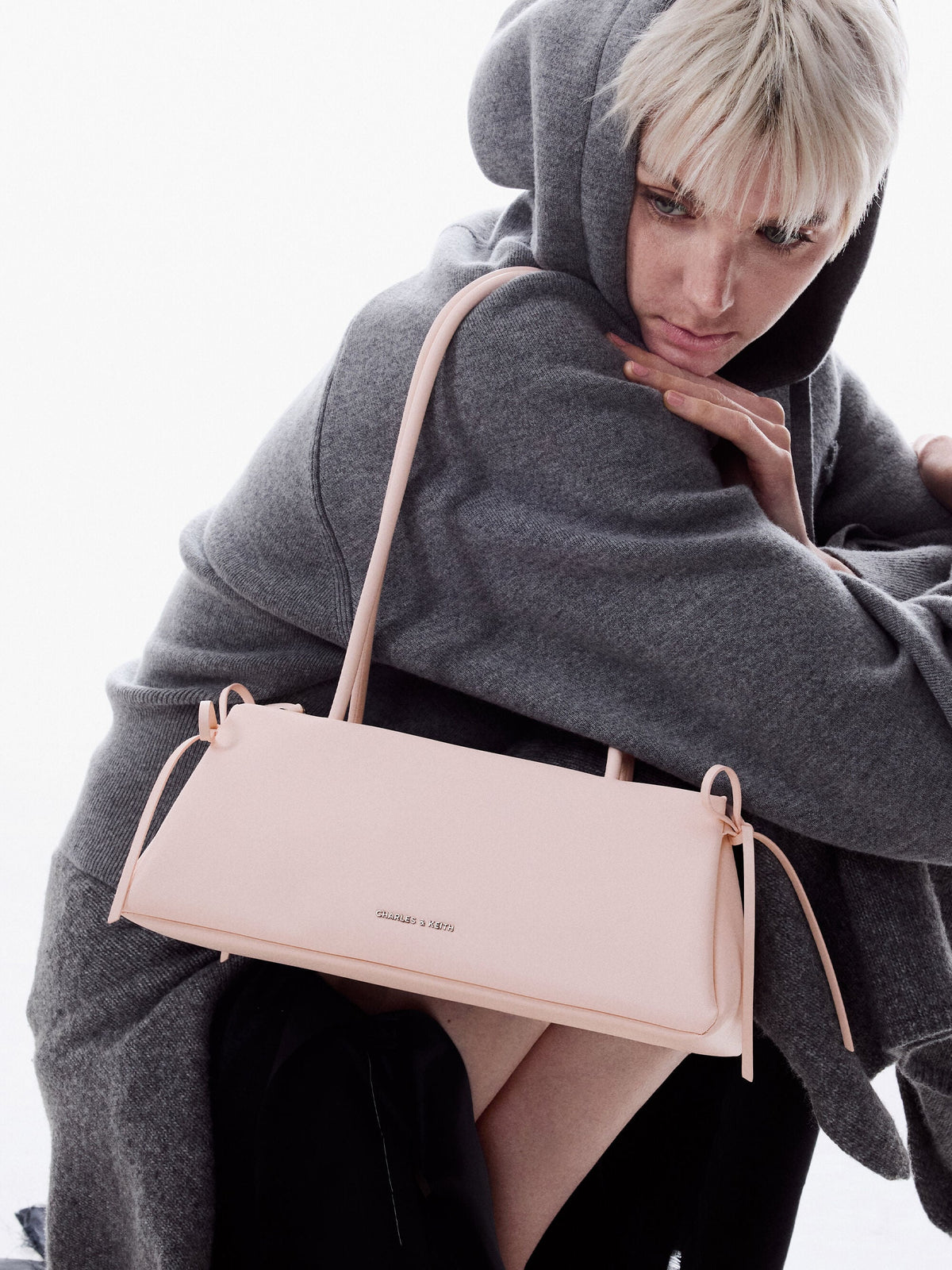 CHARLES & KEITH Premium / Hazel Bow Shoulder Bag - Soft Pink
