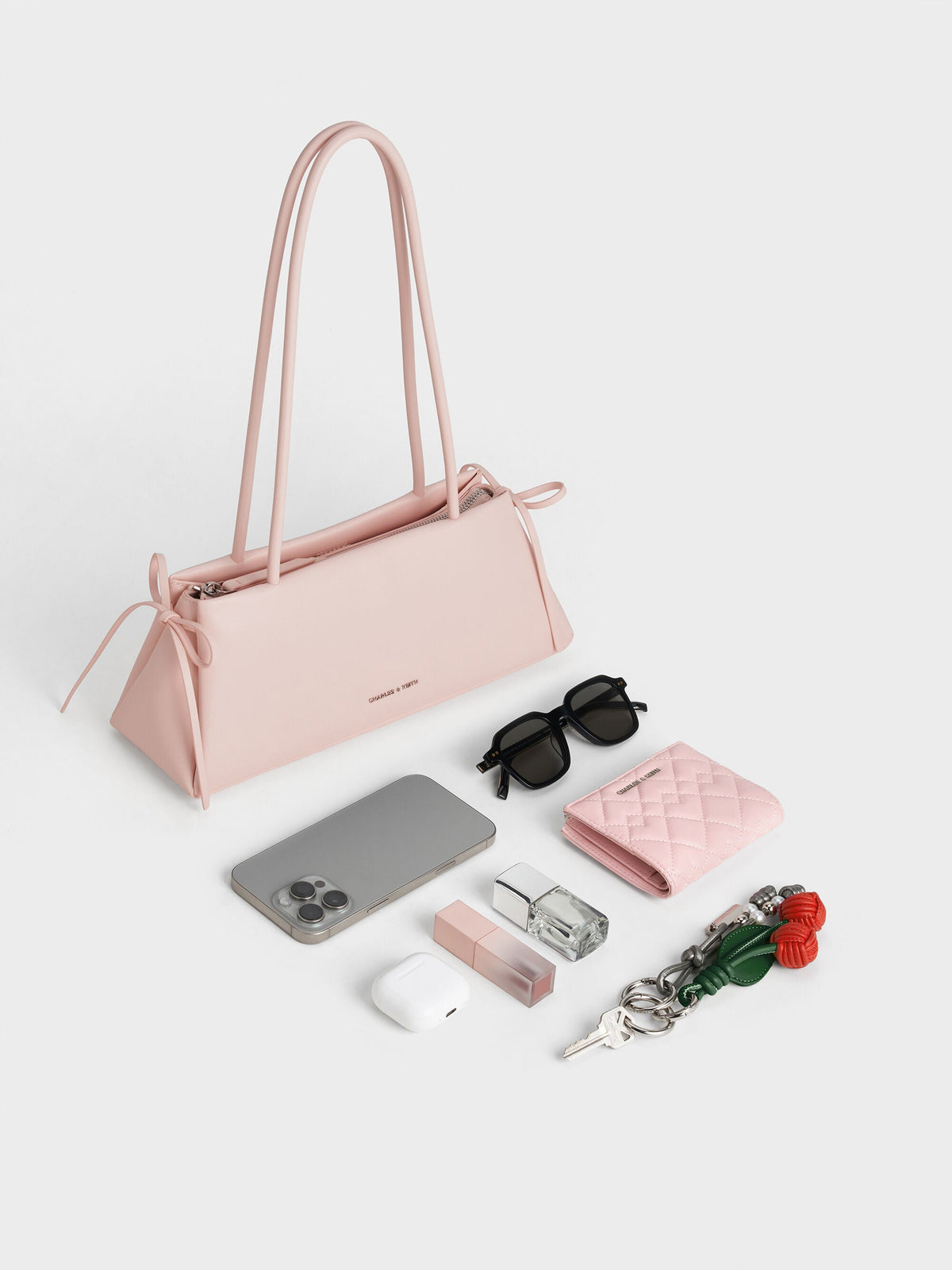 CHARLES & KEITH Premium / Hazel Bow Shoulder Bag - Soft Pink