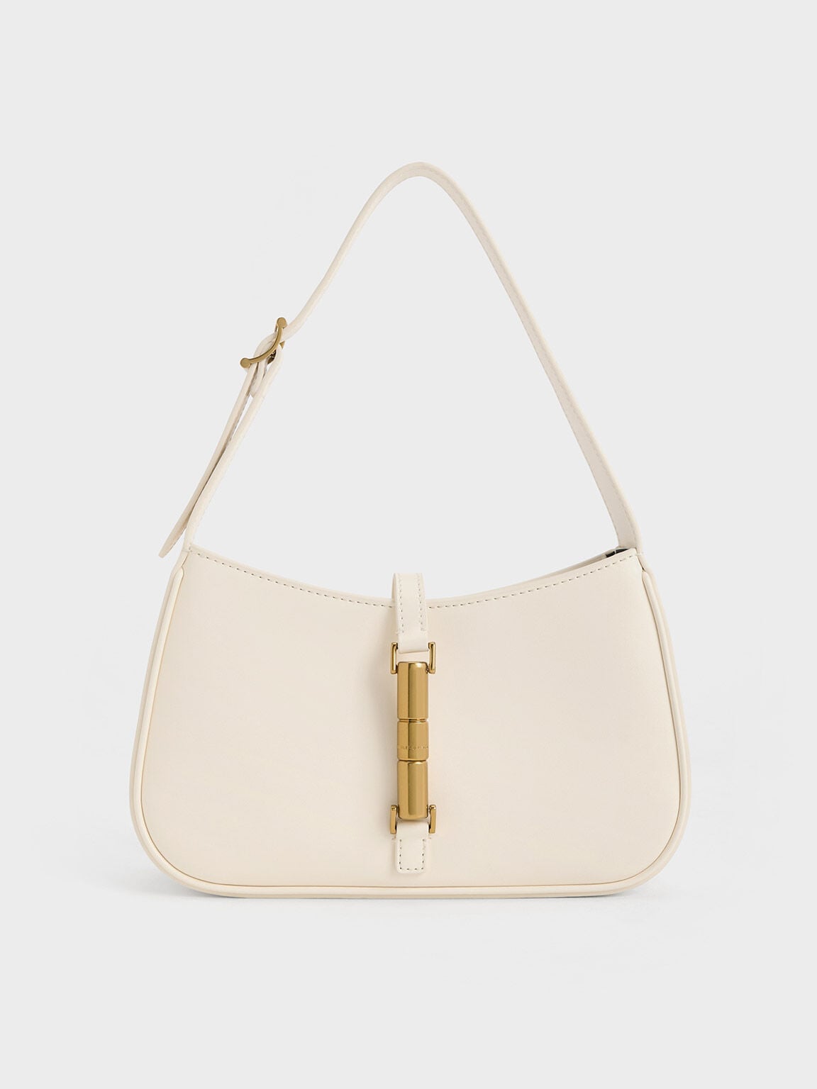 CHARLES & KEITH Best Price / Cesia Metallic-Accent Shoulder Bag - Cream