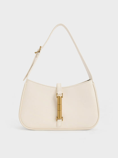 CHARLES & KEITH Best Price / Cesia Metallic-Accent Shoulder Bag - Cream