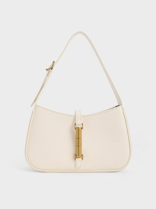CHARLES & KEITH Best Price / Cesia Metallic-Accent Shoulder Bag - Cream