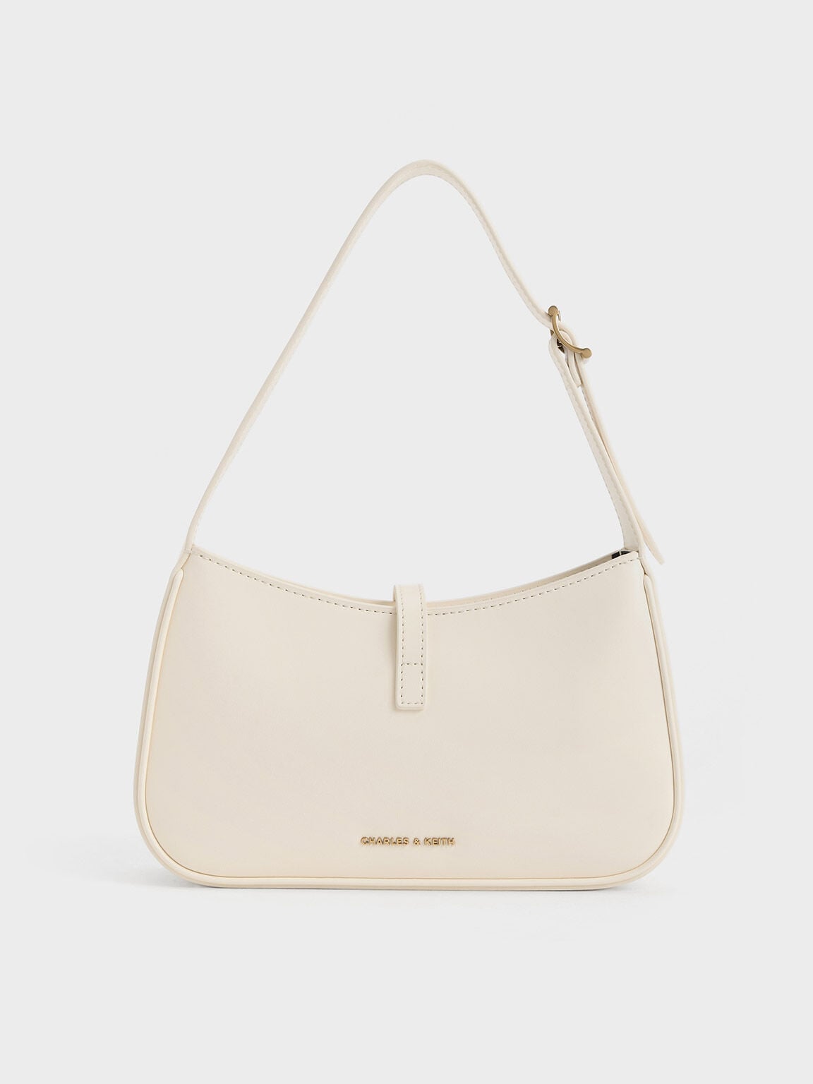 CHARLES & KEITH Best Price / Cesia Metallic-Accent Shoulder Bag - Cream