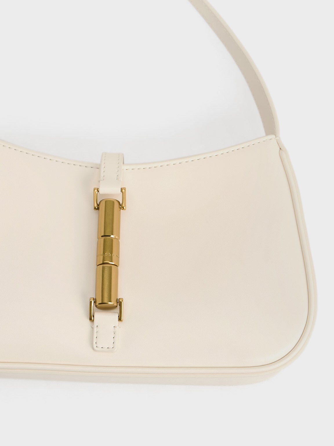 CHARLES & KEITH Best Price / Cesia Metallic-Accent Shoulder Bag - Cream