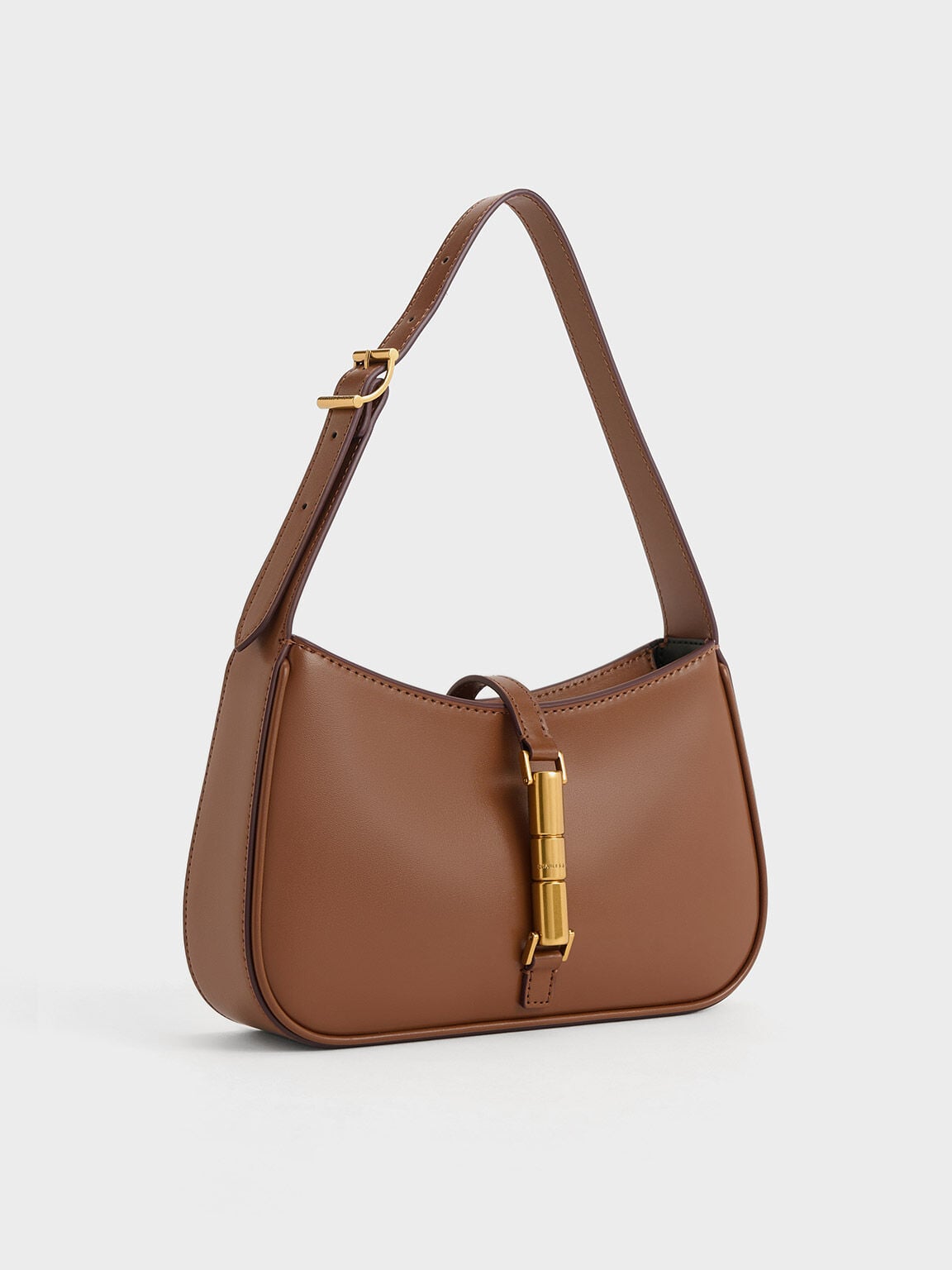 CHARLES & KEITH New / Cesia Metallic-Accent Shoulder Bag - Chocolate