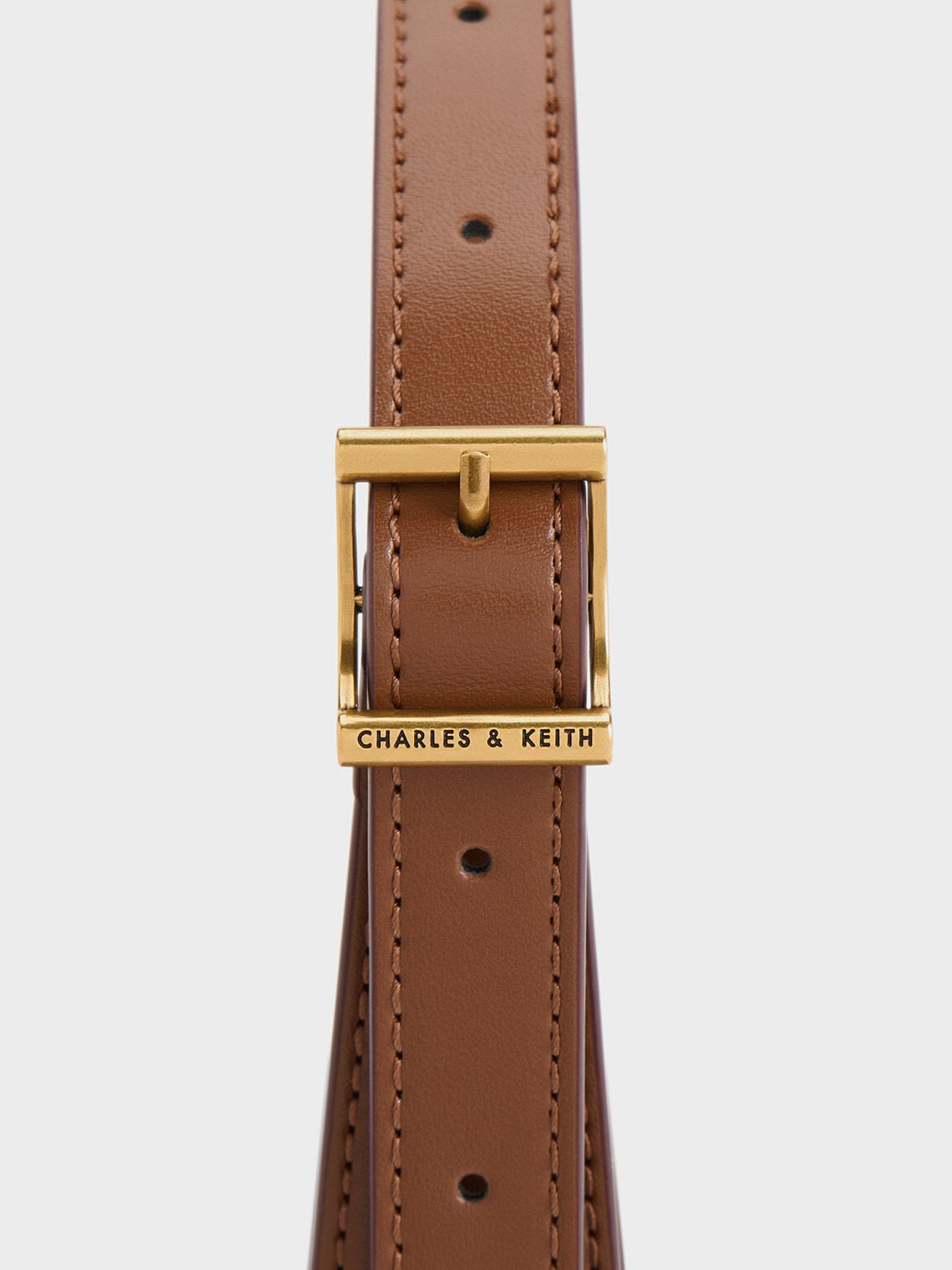 CHARLES & KEITH New / Cesia Metallic-Accent Shoulder Bag - Chocolate