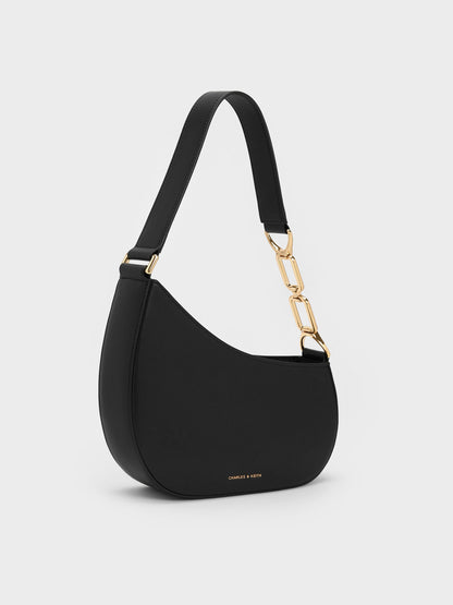 CHARLES & KEITH Top Pick / Agatha Chain-Strap Shoulder Bag - Black