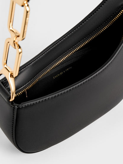 CHARLES & KEITH Top Pick / Agatha Chain-Strap Shoulder Bag - Black