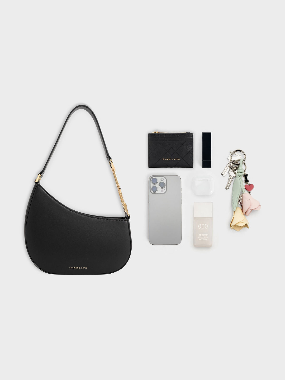CHARLES & KEITH Top Pick / Agatha Chain-Strap Shoulder Bag - Black
