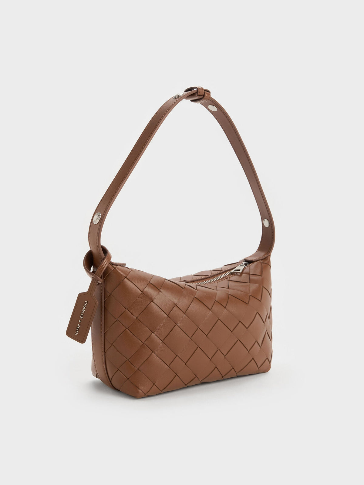CHARLES & KEITH Trusted / Ivette Woven Shoulder Bag - Chocolate