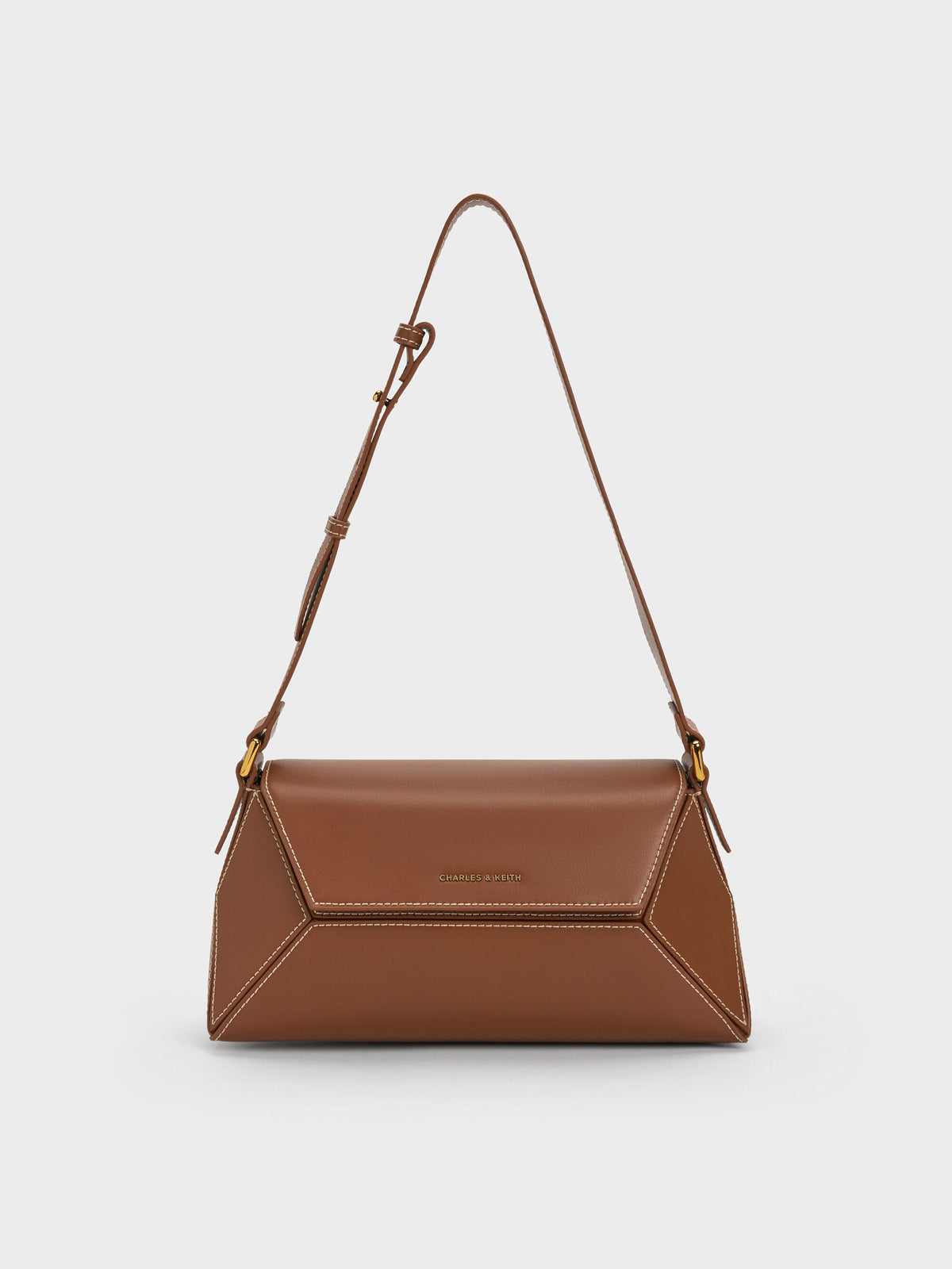 CHARLES & KEITH Smart Buy / Nasrin Geometric Shoulder Bag - Chocolate