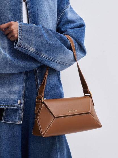 CHARLES & KEITH Smart Buy / Nasrin Geometric Shoulder Bag - Chocolate