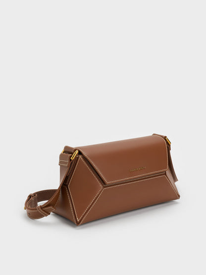 CHARLES & KEITH Smart Buy / Nasrin Geometric Shoulder Bag - Chocolate