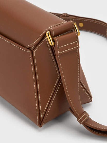 CHARLES & KEITH Smart Buy / Nasrin Geometric Shoulder Bag - Chocolate