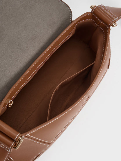 CHARLES & KEITH Smart Buy / Nasrin Geometric Shoulder Bag - Chocolate