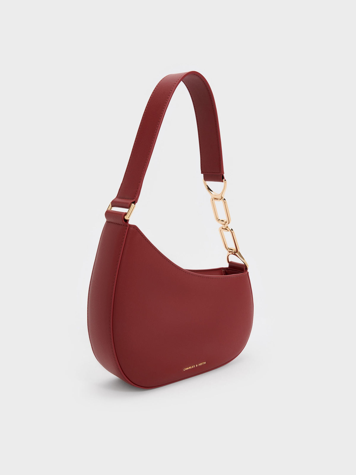 CHARLES & KEITH Recommended / Agatha Chain-Strap Shoulder Bag - Burgundy