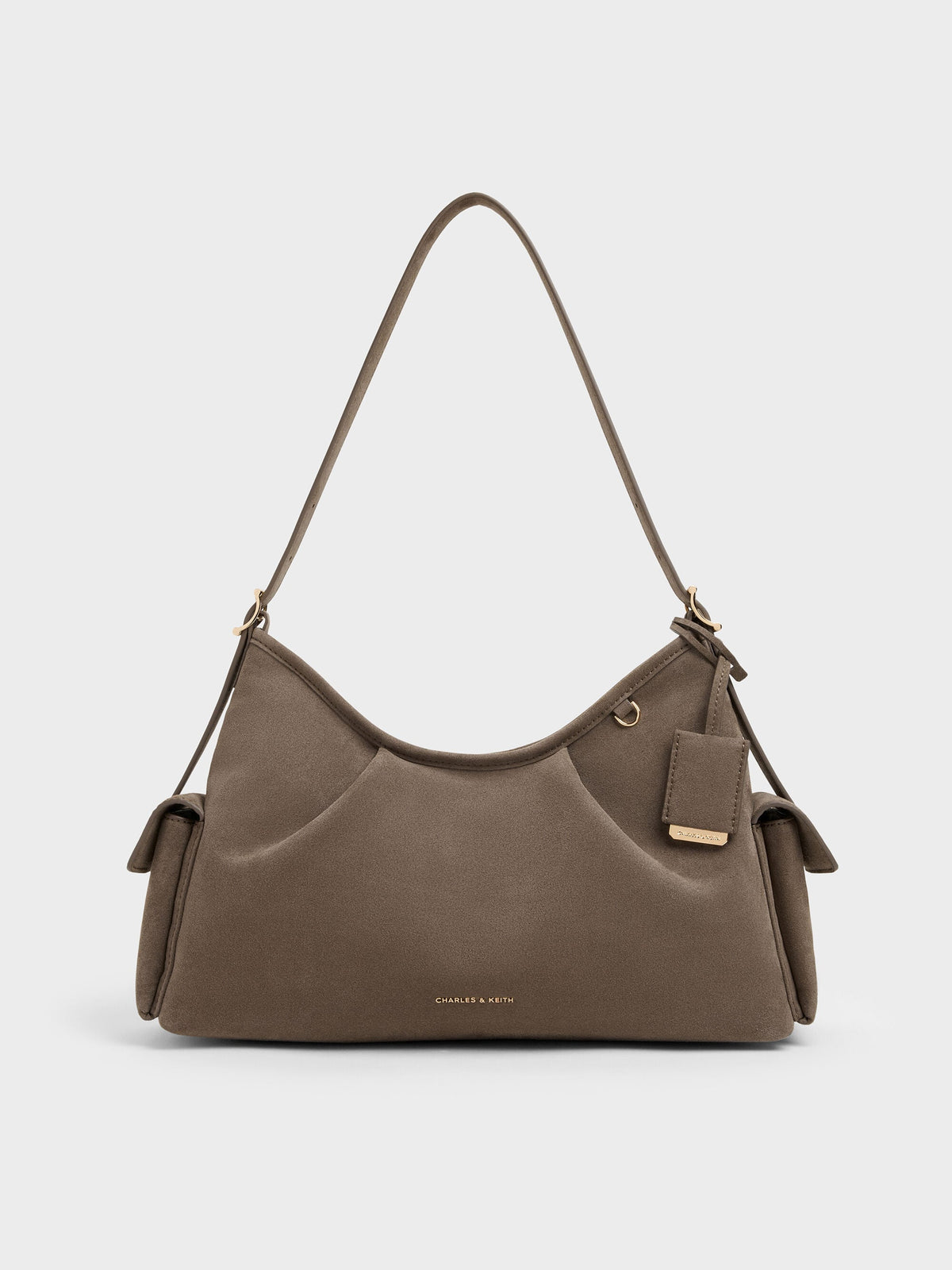 CHARLES & KEITH Everyday / Khai Side-Pocket Shoulder Bag - Stone Grey