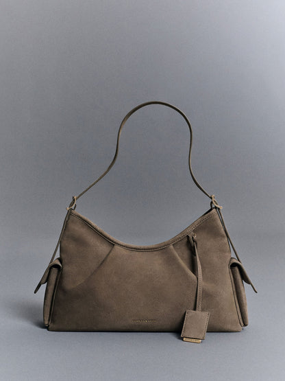 CHARLES & KEITH Everyday / Khai Side-Pocket Shoulder Bag - Stone Grey