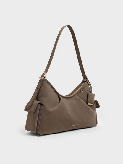 CHARLES & KEITH Everyday / Khai Side-Pocket Shoulder Bag - Stone Grey