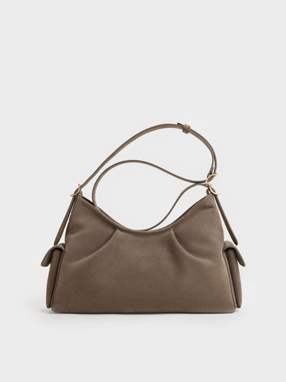 CHARLES & KEITH Everyday / Khai Side-Pocket Shoulder Bag - Stone Grey