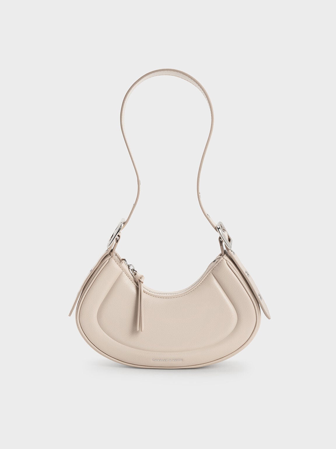 CHARLES & KEITH Popular / Petra Curved Shoulder Bag - Oat