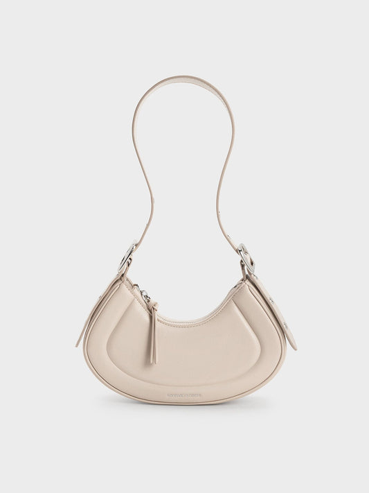CHARLES & KEITH Popular / Petra Curved Shoulder Bag - Oat