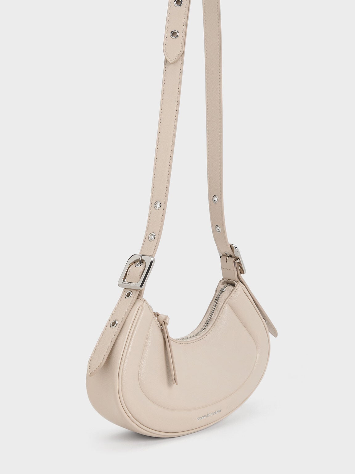 CHARLES & KEITH Popular / Petra Curved Shoulder Bag - Oat