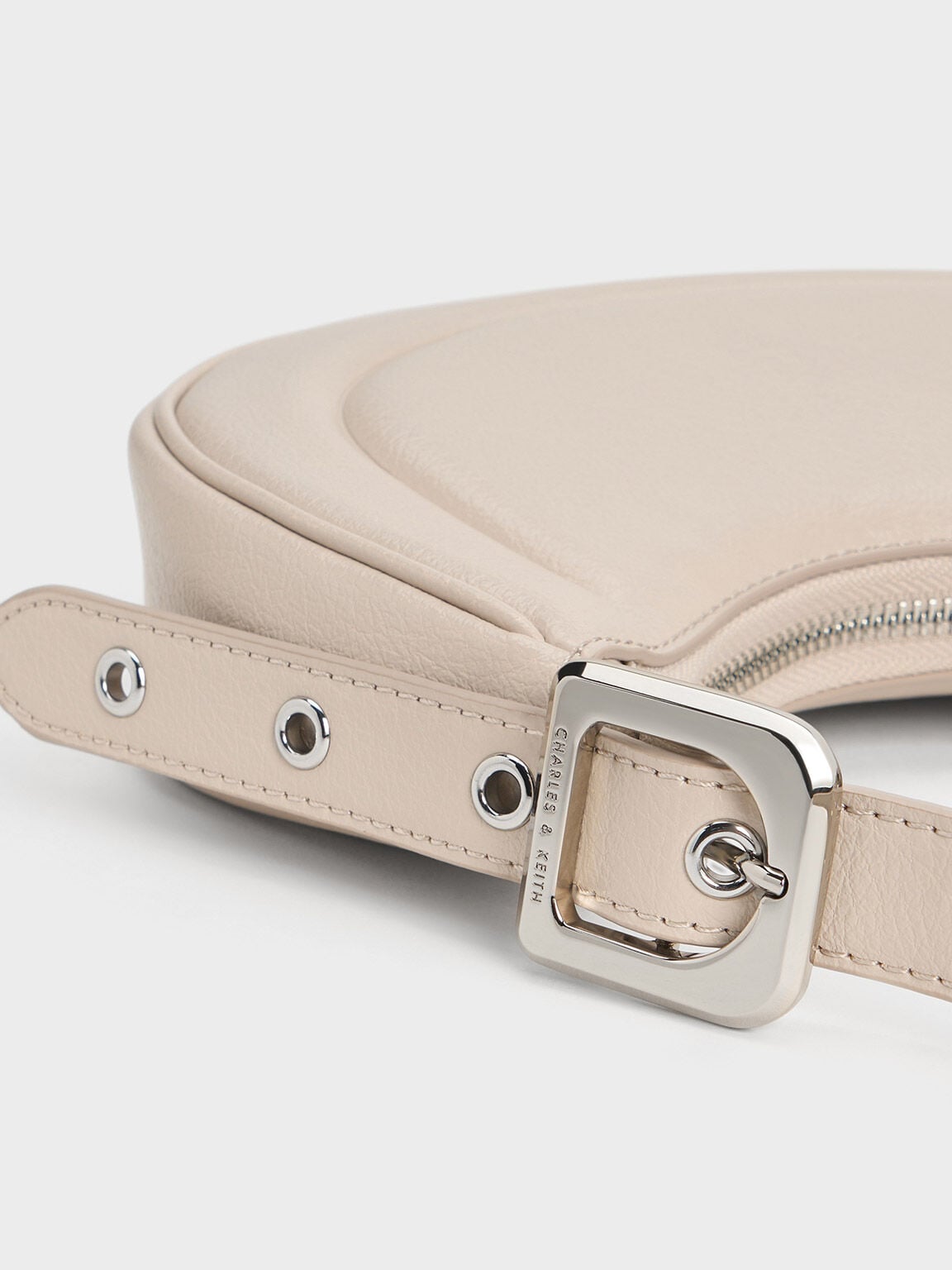 CHARLES & KEITH Popular / Petra Curved Shoulder Bag - Oat