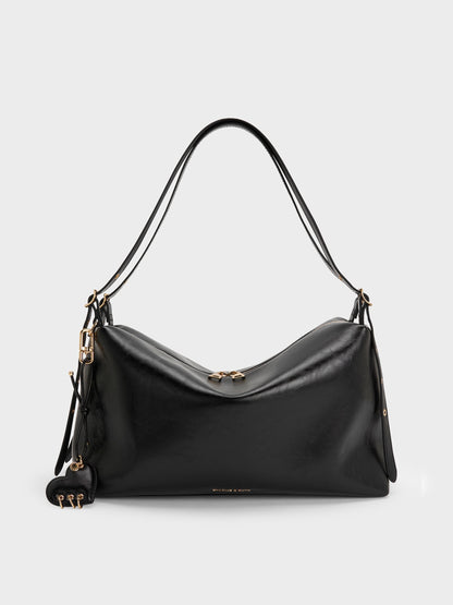 CHARLES & KEITH Classic / Rey Slouchy Shoulder Bag - Black