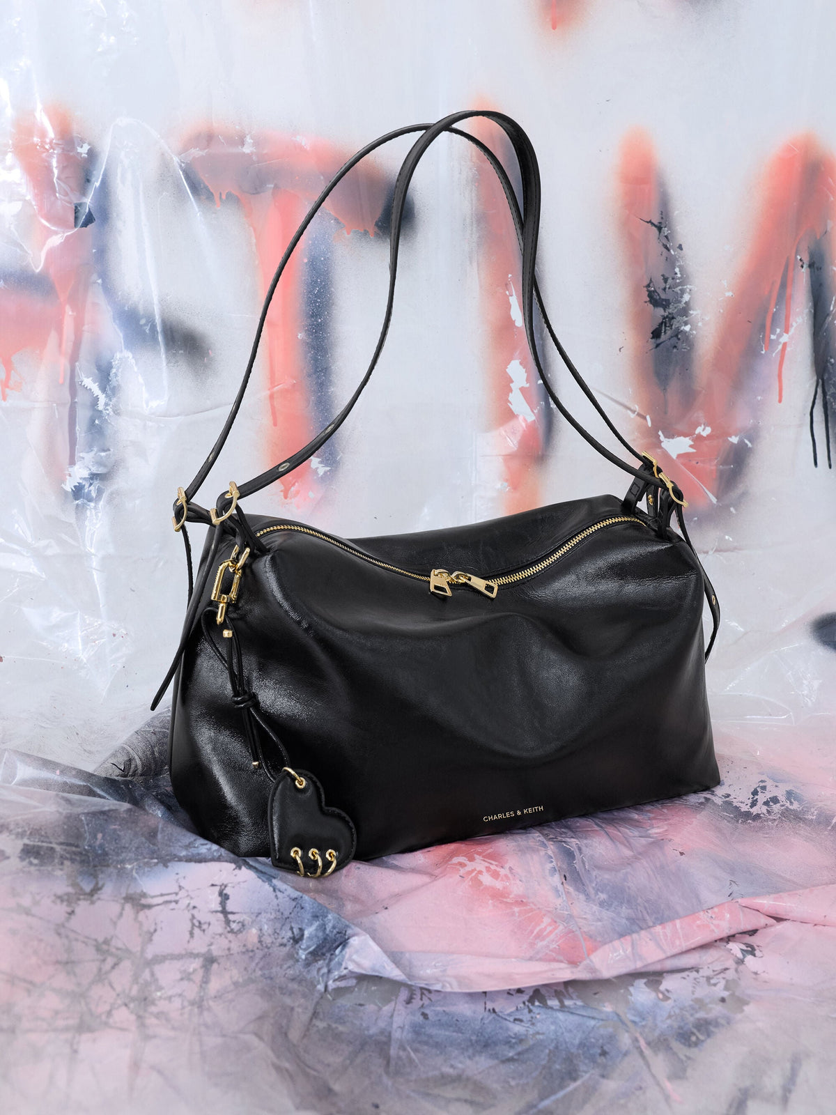 CHARLES & KEITH Classic / Rey Slouchy Shoulder Bag - Black