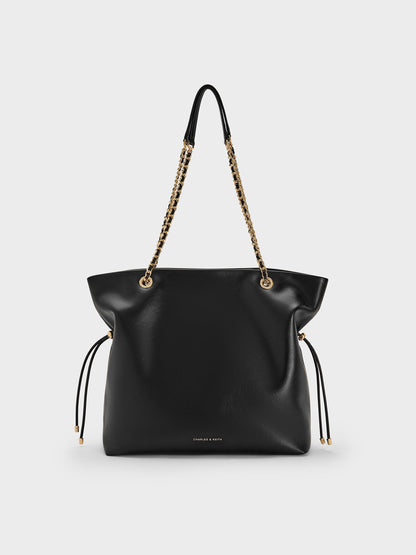 CHARLES & KEITH Featured / Arya Braided-Chain Tote Bag - Black