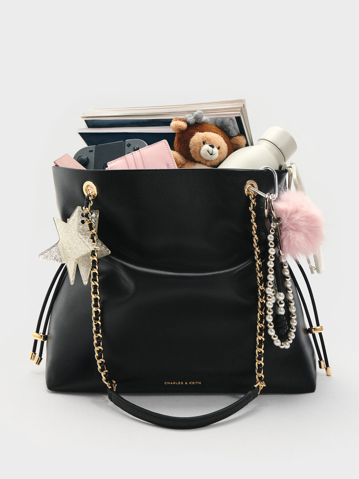CHARLES & KEITH Featured / Arya Braided-Chain Tote Bag - Black