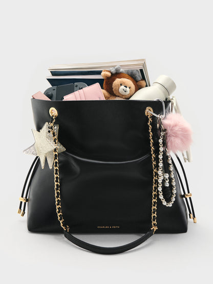 CHARLES & KEITH Featured / Arya Braided-Chain Tote Bag - Black