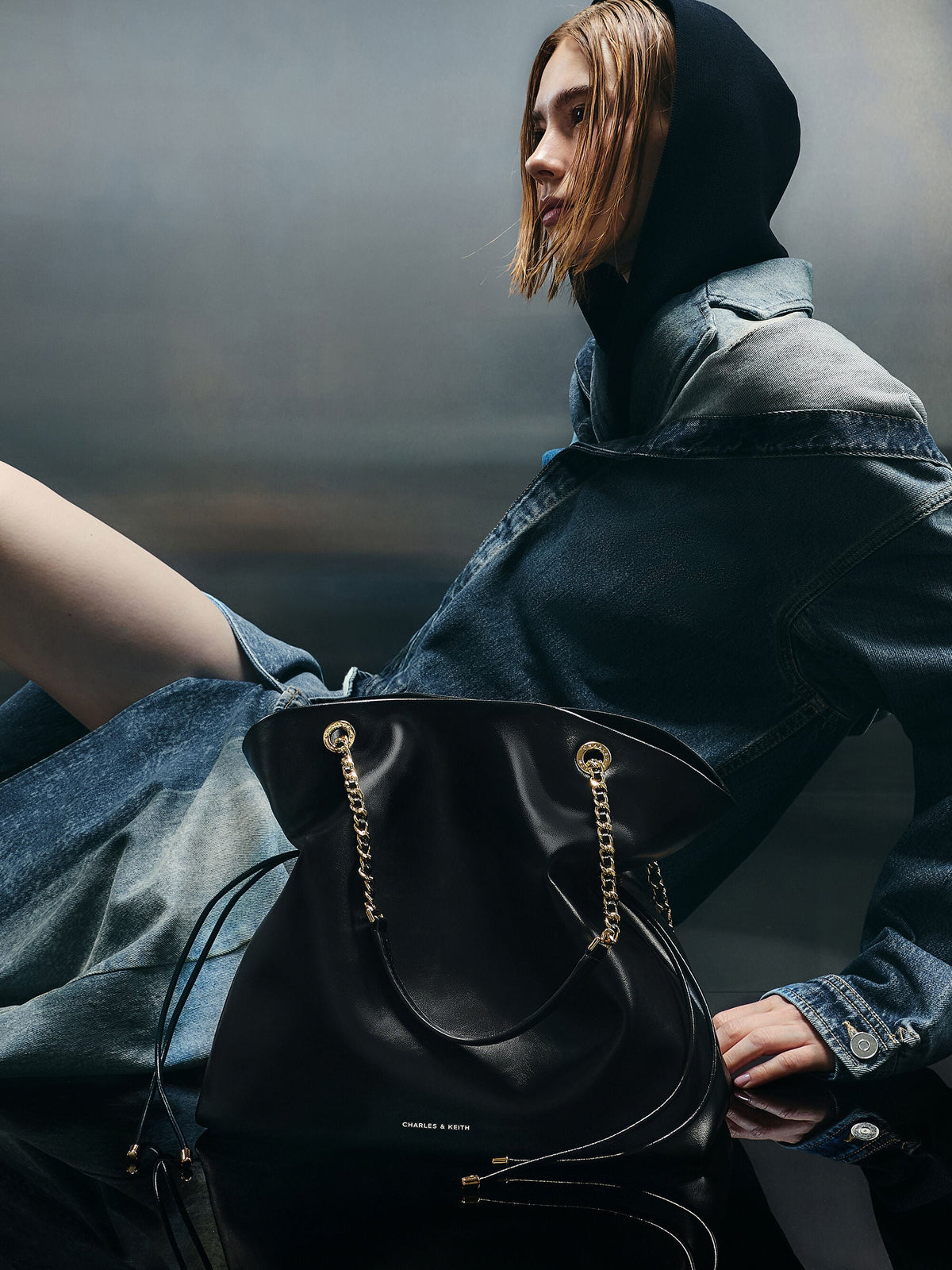 CHARLES & KEITH Featured / Arya Braided-Chain Tote Bag - Black