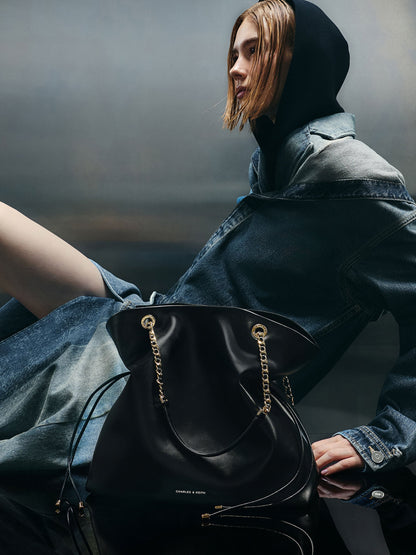 CHARLES & KEITH Featured / Arya Braided-Chain Tote Bag - Black
