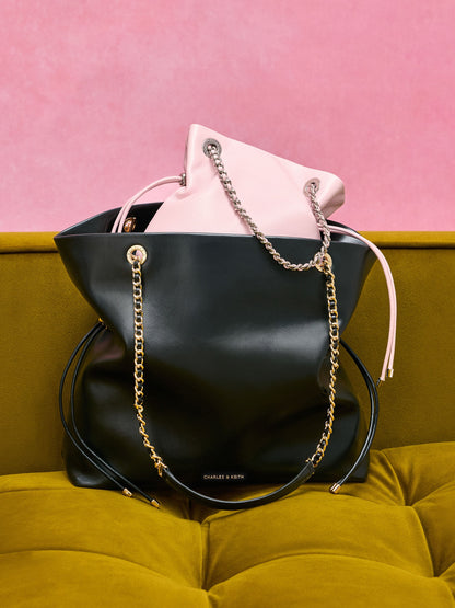 CHARLES & KEITH Featured / Arya Braided-Chain Tote Bag - Black