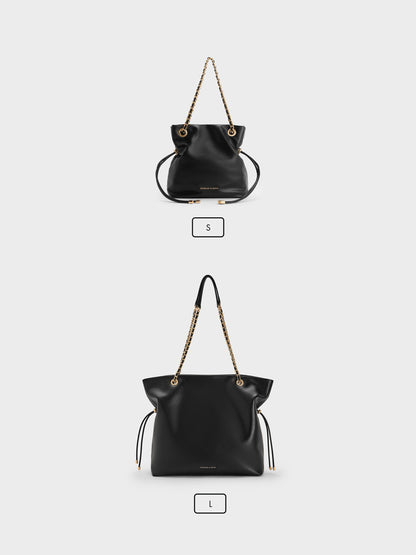 CHARLES & KEITH Featured / Arya Braided-Chain Tote Bag - Black