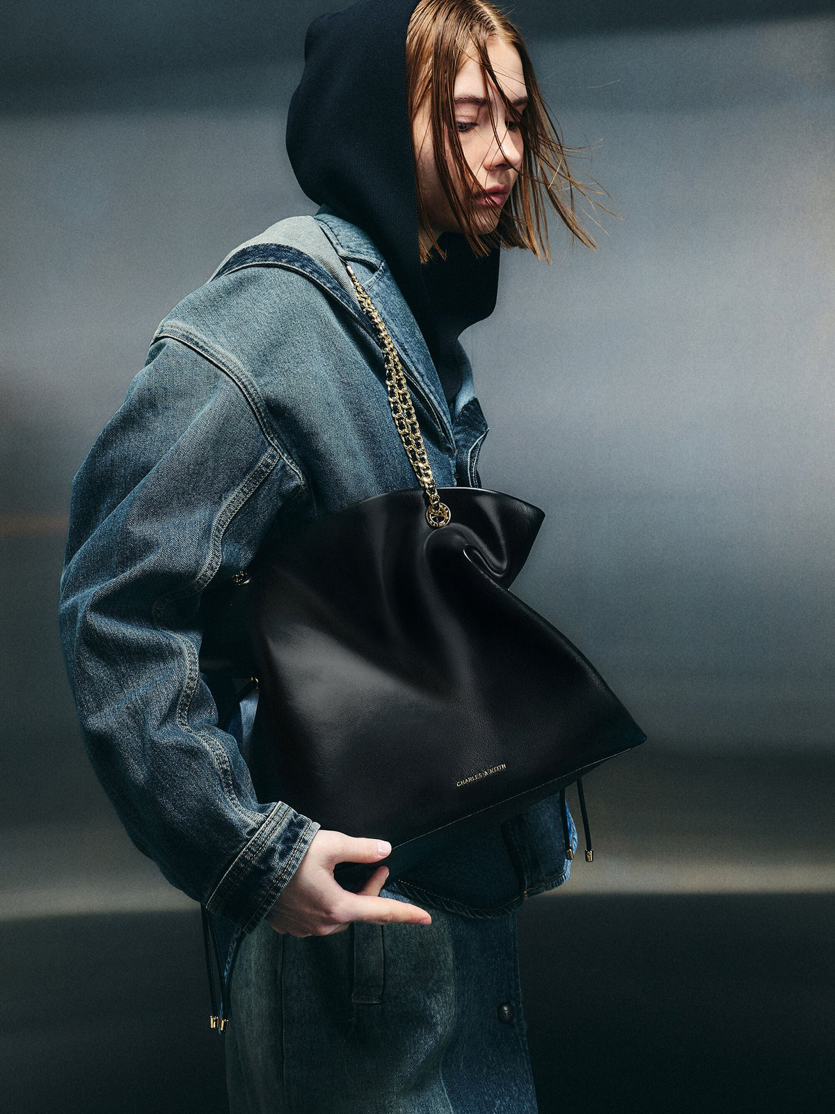 CHARLES & KEITH Featured / Arya Braided-Chain Tote Bag - Black