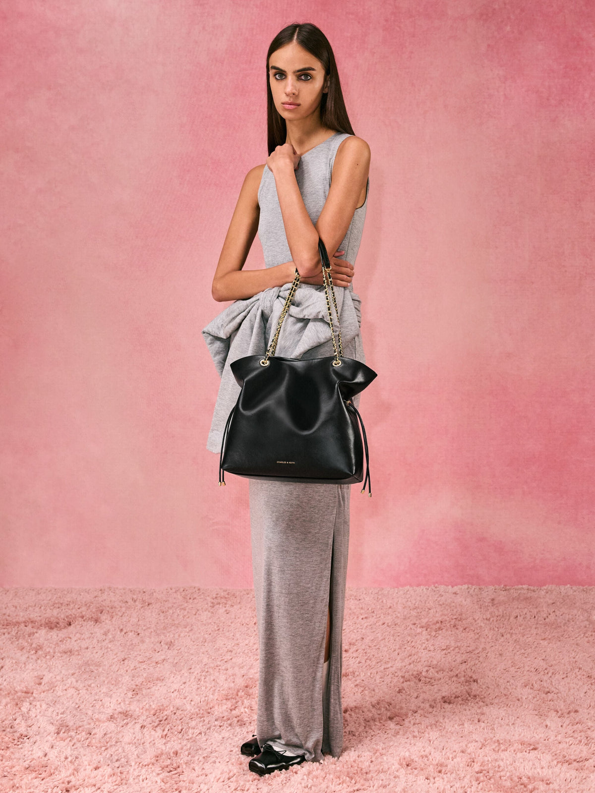CHARLES & KEITH Featured / Arya Braided-Chain Tote Bag - Black