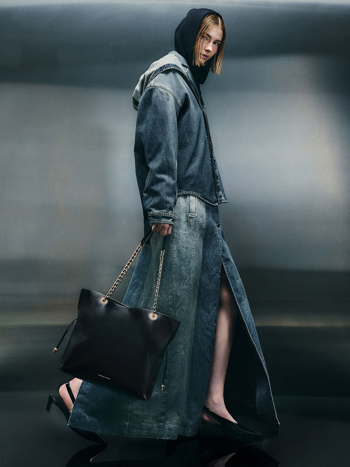 CHARLES & KEITH Featured / Arya Braided-Chain Tote Bag - Black