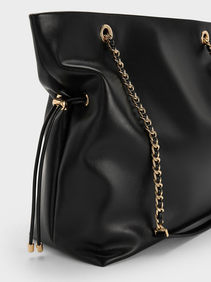 CHARLES & KEITH Featured / Arya Braided-Chain Tote Bag - Black