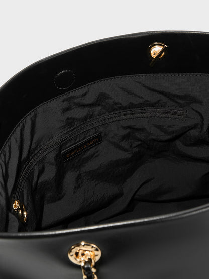 CHARLES & KEITH Featured / Arya Braided-Chain Tote Bag - Black