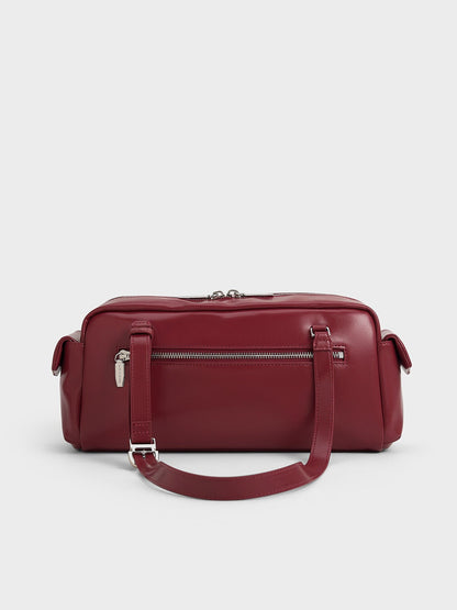 CHARLES & KEITH Latest / Rachel Multi-Pocket Shoulder Bag - Burgundy