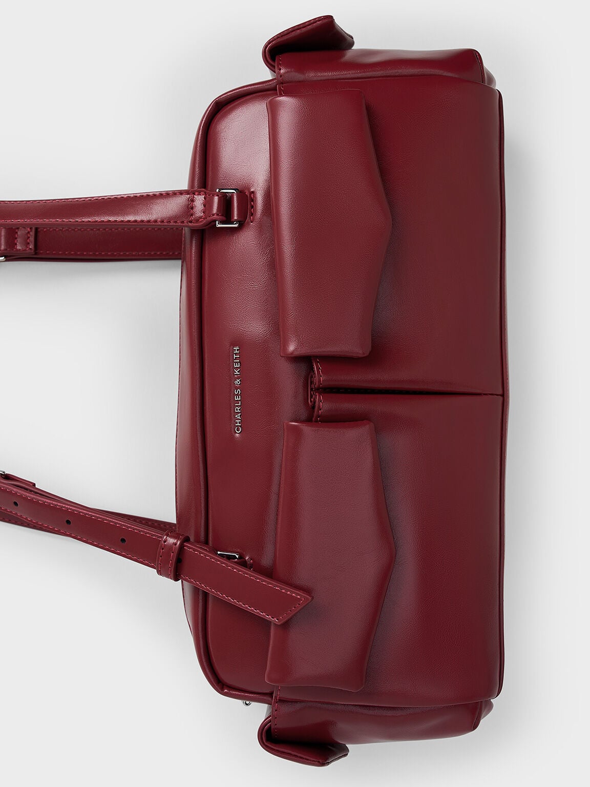 CHARLES & KEITH Latest / Rachel Multi-Pocket Shoulder Bag - Burgundy