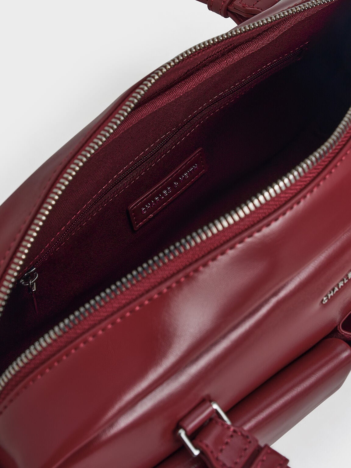 CHARLES & KEITH Latest / Rachel Multi-Pocket Shoulder Bag - Burgundy