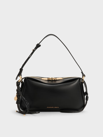 CHARLES & KEITH Great Value / Mini Haylen Braided-Charm Shoulder Bag - Black