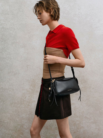 CHARLES & KEITH Great Value / Mini Haylen Braided-Charm Shoulder Bag - Black