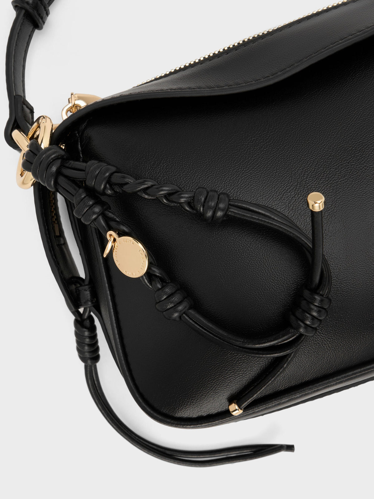 CHARLES & KEITH Great Value / Mini Haylen Braided-Charm Shoulder Bag - Black